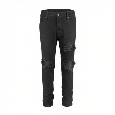 Jeans biker distrutti - Nero 