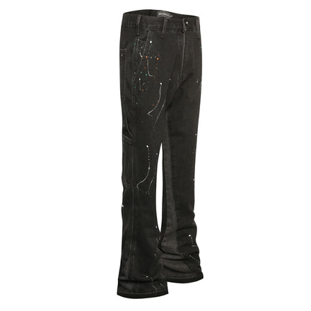 Flare Denim - Nero schizzato di vernice 