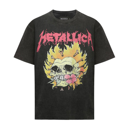 Maglietta vintage lavata - Rosso Metallica