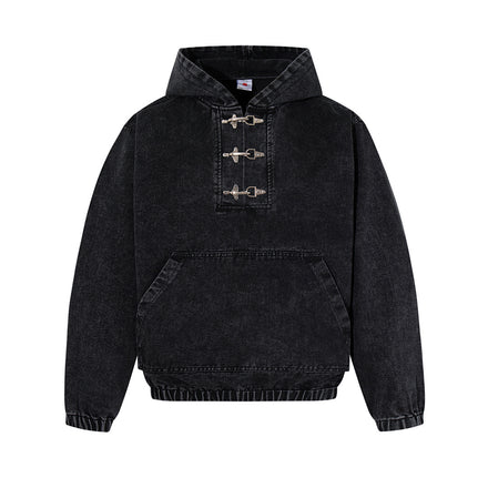 Felpa con cappuccio Industrial Clasp | Nero lavato 